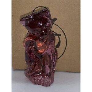 Fenton Handmade Pink Glass Cat Figurine Sitting Pose Collectible Paperweight